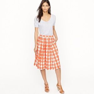 J Crew Pleated Jardin Apple Print skirt sz 0